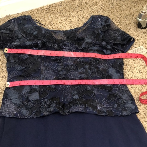 NWT Alex Evenings Formal Maxi Dress Size 6 Navy Blue Sequin - Picture 9 of 12